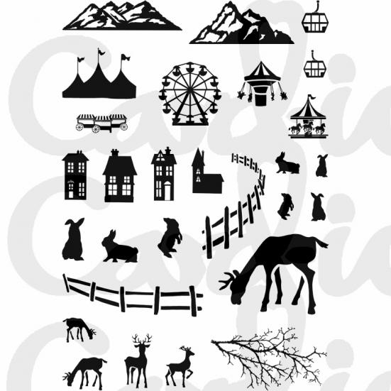 Card-io Festive Scene Clear Stamp Set Stempel