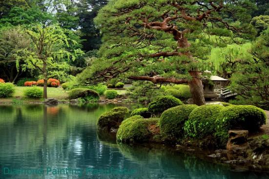 Diamond Painting Zen Lake Tokyo Garden, 200 Farben eckig