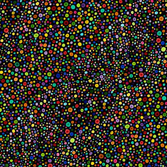 Patchworkstoff Glass Beads Schwarz-Bunt ca. 2,74 Meter breit