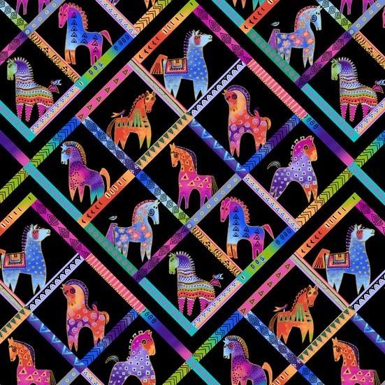 Patchworkstoff Fiesta Horses 21 Laurel Burch