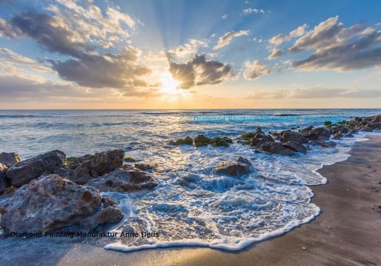 Diamond Painting Sonnenuntergang am Strand, 150 Farben rund