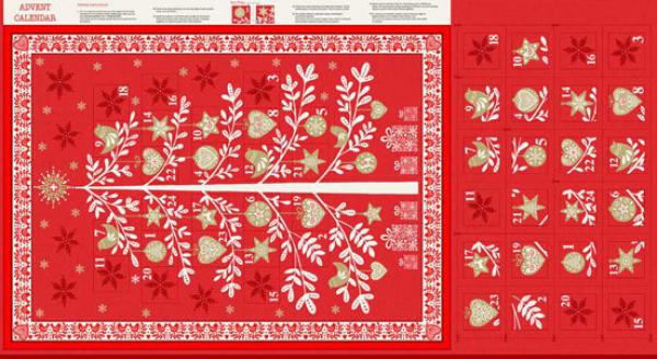 Panel Adventskalender 26 Scandi Tree Red