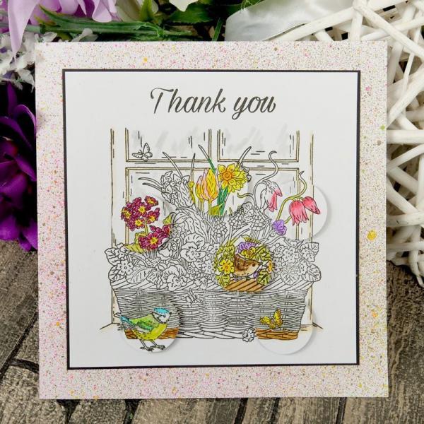 Motivstempel Springtime Wishes Flowers in the Window