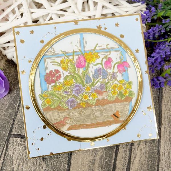 Motivstempel Springtime Wishes Flowers in the Window