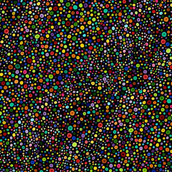 Patchworkstoff Glass Beads Schwarz-Bunt ca. 2,74 Meter breit