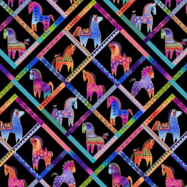 Patchworkstoff Fiesta Horses 21 Laurel Burch