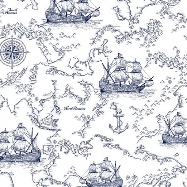 Patchworkstoff Rest 45cm Indigo Coastal 10